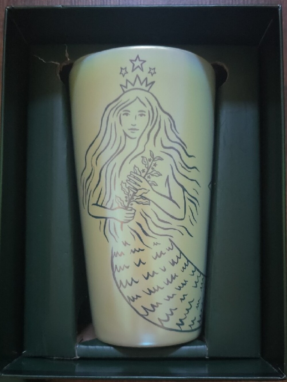 Starbucks Pale Green Tumbler with Gold Mermaid Line Art - Picture 2 of 6